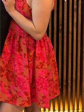 Chelsea28 Hot Pink and Coral Floral Fit-and-Flare Kids Dress